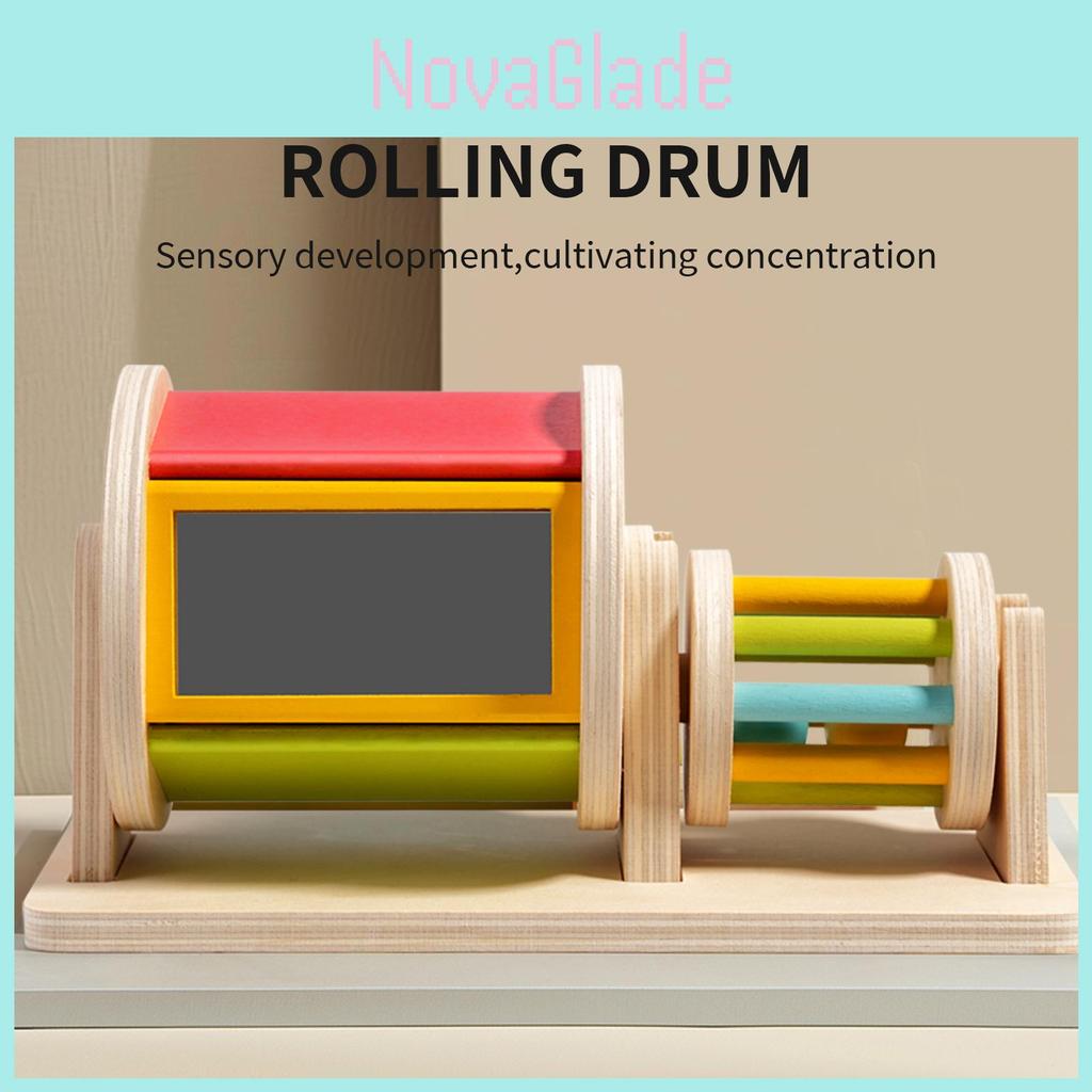 Wooden Childrens Montessori Educational Drum With Color Recognition Sensory Toy For Early Learning