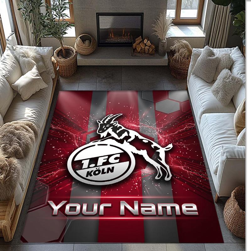 FC Köln Printed Crystal Velvet Rug Non‑Slip Crystal Velvet Carpet For Sofa Bedroom Indoor Home Decoration