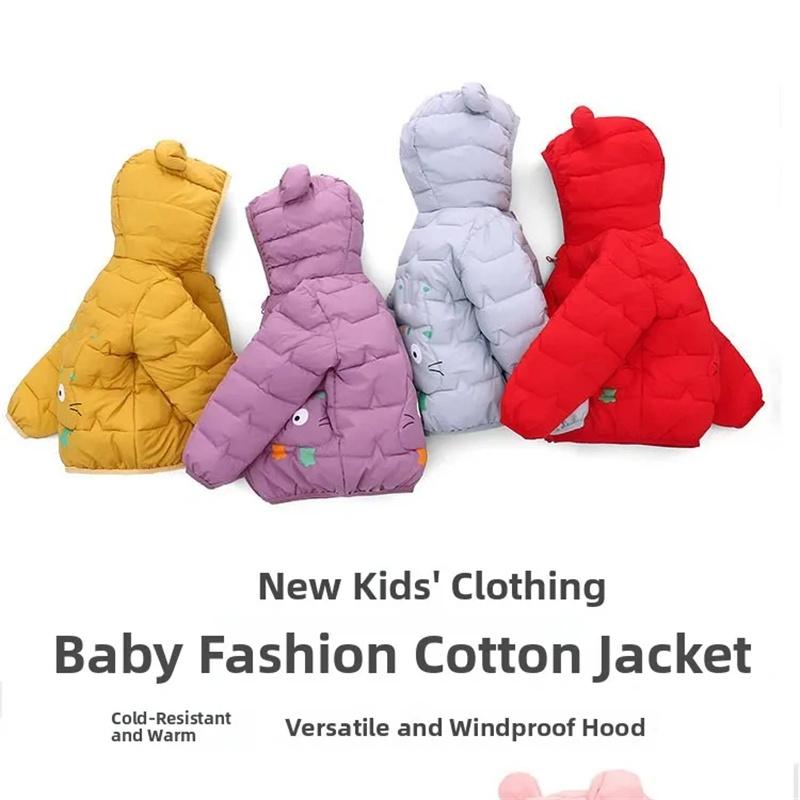 Copii Băieți Jachete ușoare cu glugă din puf Îmbrăcăminte exterioară călduroasă Toamnă Copii Fete Paltoane Desene animat Dinozaur Print Îmbrăcăminte casual