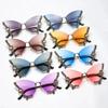 Luxury Diamond Butterfly Sunglasses Women Brand Y2K Vintage Rimless Oversized Sun Glasses Ladies Eyewear