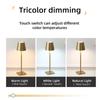 Rechargeable 3 Color Stepless Dimming Desk Lamp 1800mAh Portable LED Desk Lamp for Restaurant Bedroom Bars Home Patio Outdoor