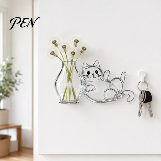 Cat Whisker Holder Whiskers Refrigerator Magnet, Transparent Furs Keepsake Vase Hair Storage Fridge Pet Memorial Decoration for Home, Kitchen