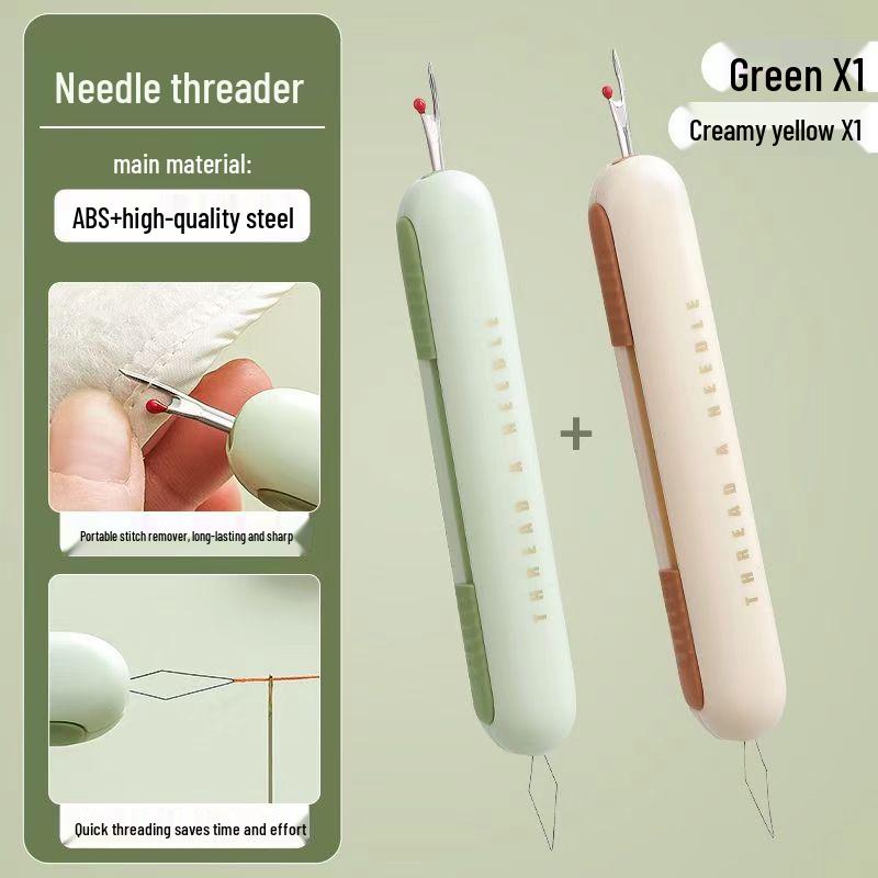 Dual Needle Threader & Seam Ripper: Double-Headed Tool for Easy Sewing and Threading