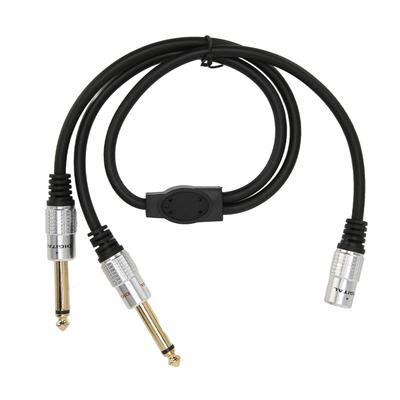 Stereo rozbočovač 18 palců na 14 palců, Y kabel, pozlacený, 3,5mm dvoukanálový samice na duální 6,35mm mono