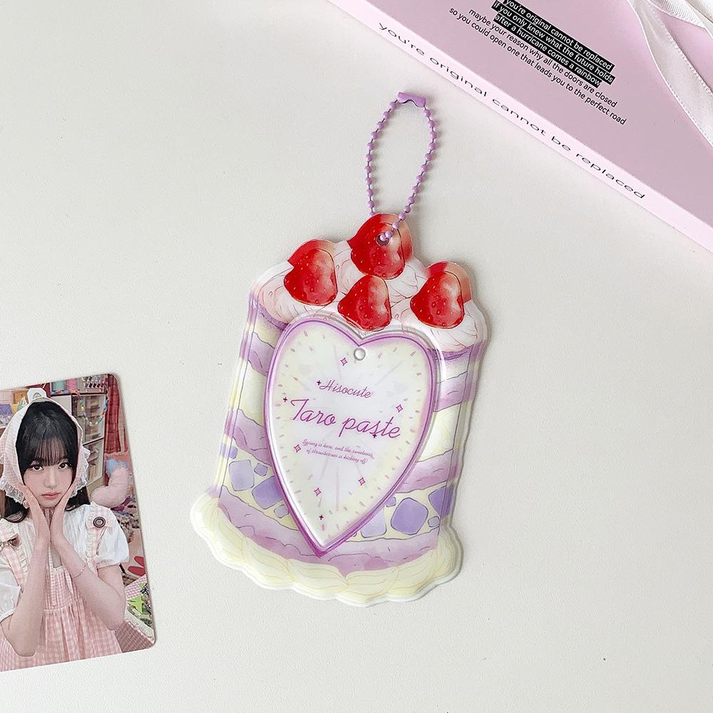 

Strawberry Cake Card Sleeve Transparent Kpop Photocard Holder Portable Card Holder Dust-Proof Heart Shaped Card Protector фиолетовый