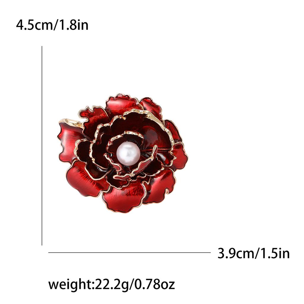 High-End Exquisite Enamel Peony Brooch Temperament High-End Women'S Cheongsam Shawl Corsage Jewelry Pin