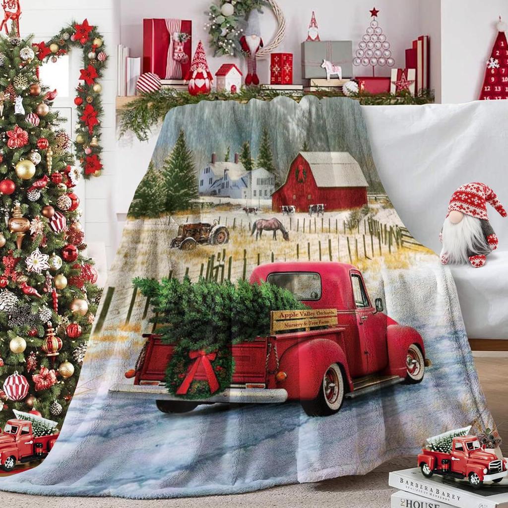 Winter Snow Truck Christmas Blanket Blanket Decoration Soft Comfortable Flannel Blanket Sofa Bed Decoration Blanket
