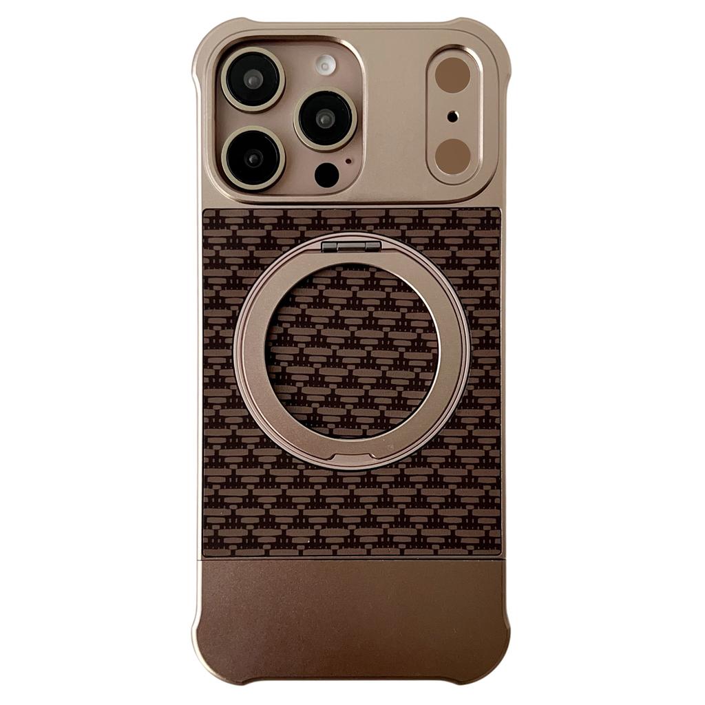 For iPhone 16 Pro Max Magnetic Case Kickstand Lens Upgrade Design Metal Carbon Fiber Phone Cover