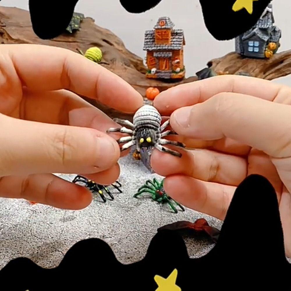 Resin Craft Halloween Spider Bat Figurines Miniatures Pumpkin Ornaments  Garden Outdoor Decor