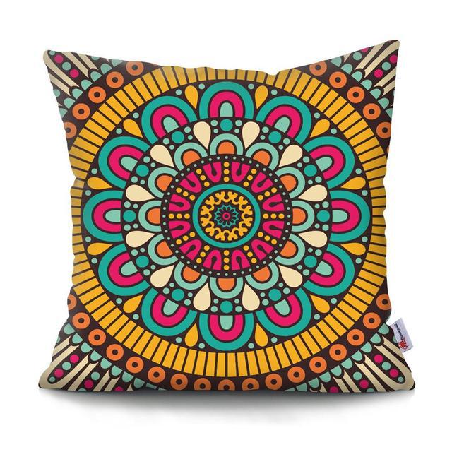 Home Decor Colorful Mandala & Geometric Printed Pillowcases Pattern Cushion Cover Suitable for Sofa Bedroom Car Pillow Cover