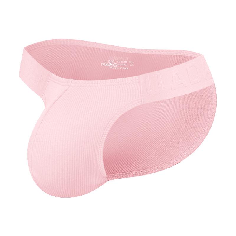 1 Piece Hot Chinese Style Embossed Man Underwear High-cut Briefs For Men Low Waist Lingerie Male Ribbed Cotton Solid Color