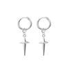 1 PAIRE boucles d'oreilles anneau tétragonal vent froid design de niche mode polyvalent boucles d'oreilles croix haute qualité quotidienne hip hop