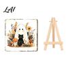 Wooden Ghost Figurine for Shelf Halloween Wood Tabletop Sign with Mini Easel Cute Pumpkin Decorative Signs Autumn Plaque Rustic Ornament Home Decor