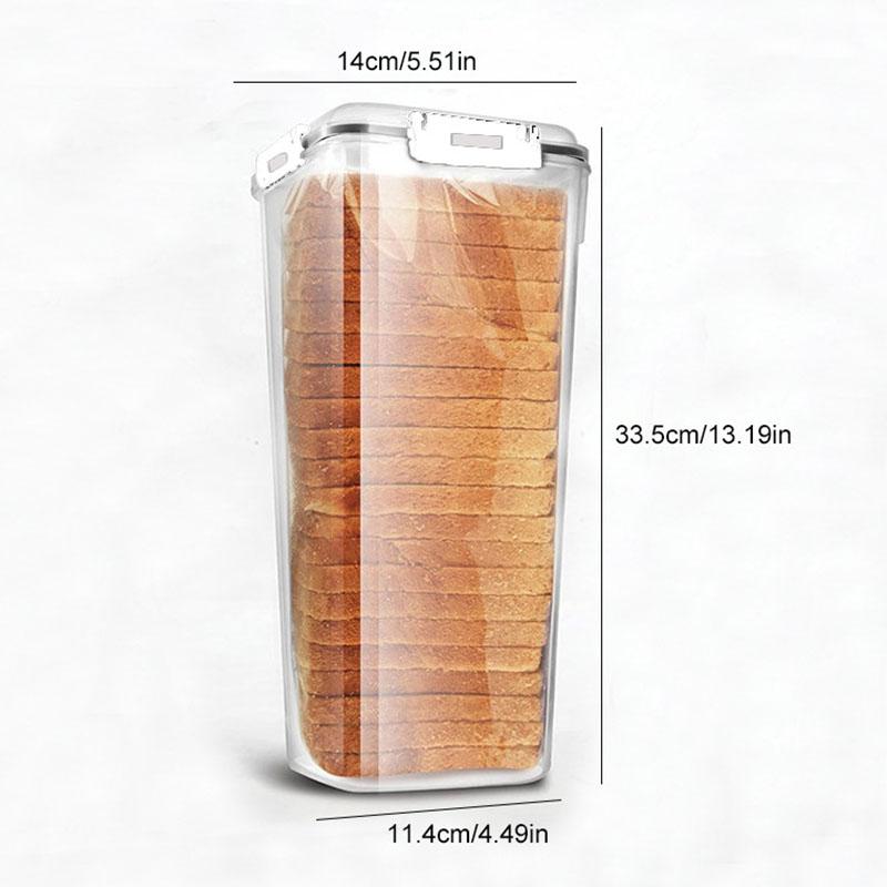 Plastic Bread Box with Sealing Lid and Tray, Bread Storage Box, Sandwich Bread Storage Box, Pasta Storage Box, Multigrain Jar