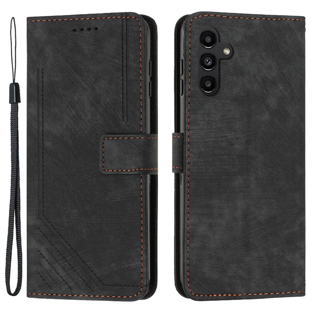 For Samsung Galaxy A55 5G Leather Cover Skin-Feel Finish Line Imprinted Phone Case