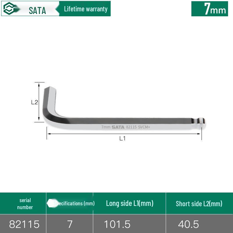 SATA Hex Key L-Type Flat & Ball Head Metric Screwdriver, Sizes 82104-82119