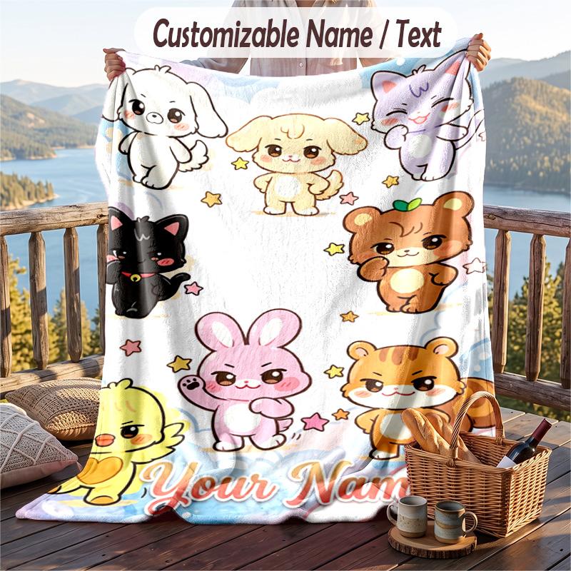 Personalized Flannel Throw Blanket,ATEEZ Custom Printed Name, Cozy Plush Blanket For Home Use