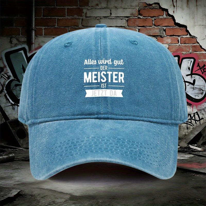 pc Adjustable Denim Baseball Cap Featuring the Print Alles Wird Gut DER MEISTER IST JETZT DA Lightweight Printed Womens Ha 1pc