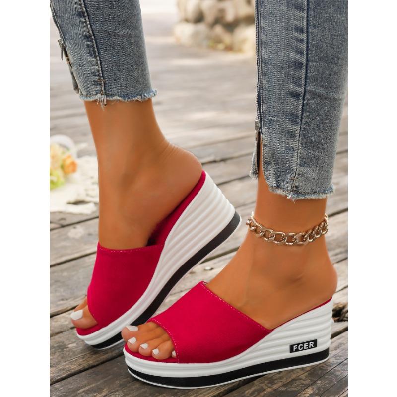 Women's Spring and Summer New Fish Mouth Wedge Slippers Wear European and American Fashion Casual Slipper