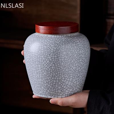 Chinese Style Ice Crack Ceramics Tea Caddy Multifunction Household Oolong Tieguanyin Sealed Jar Coffee Canister Spice Organizer