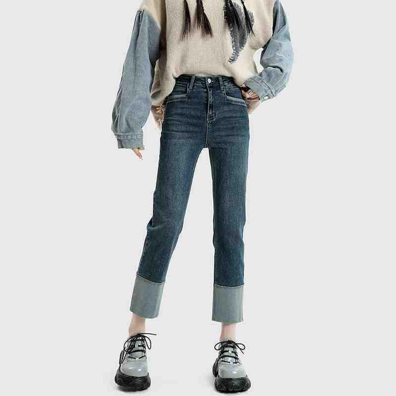 Petite Women's Stretchy High-Waisted Cigarette Pants – Autumn/Winter 2023 Flattering Narrow Leg Straight Jeans