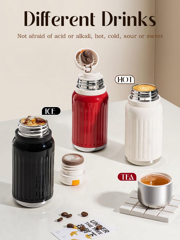 300mL Mini Stainless Steel Two Covers Vacuum Flask Cup Travel Mug Roman Column Thermos Bottle Coffee Mug Ice Water Gift Bottle