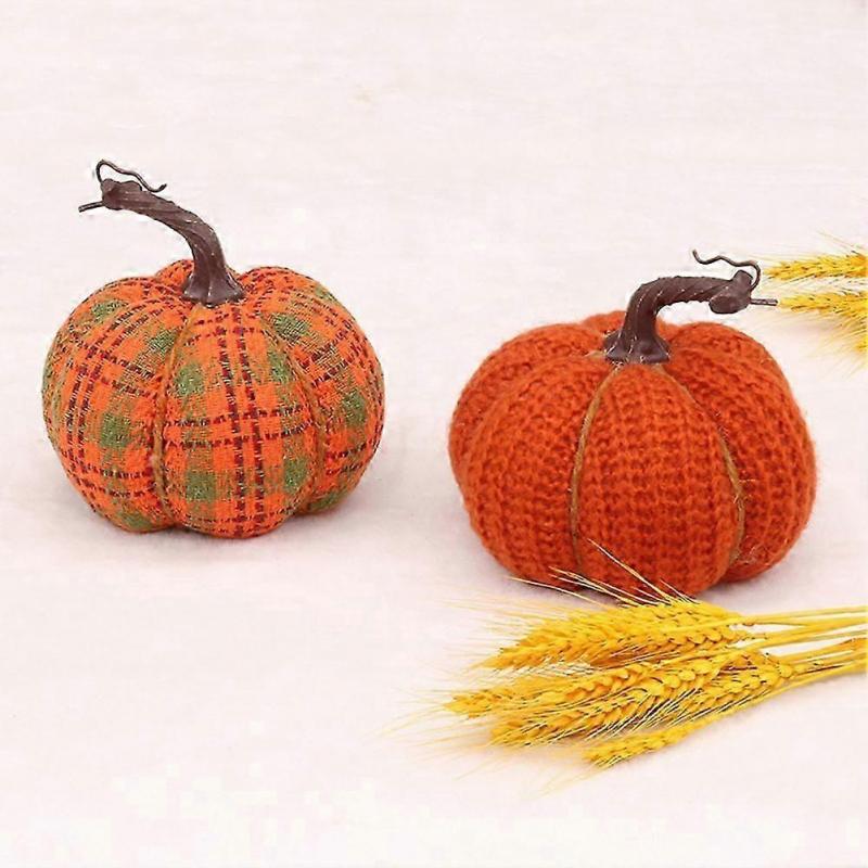 3D Pumpkins Ornament for Holiday Hand-made Woven Fall Decorations for Desktop Window Decor