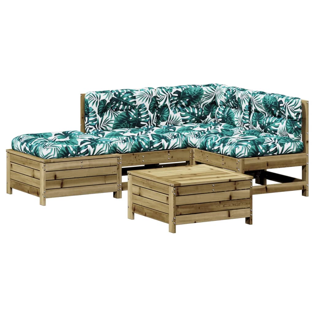 5 Piece Garden Lounge Set with Cushions Pressure Treated Pine Wood