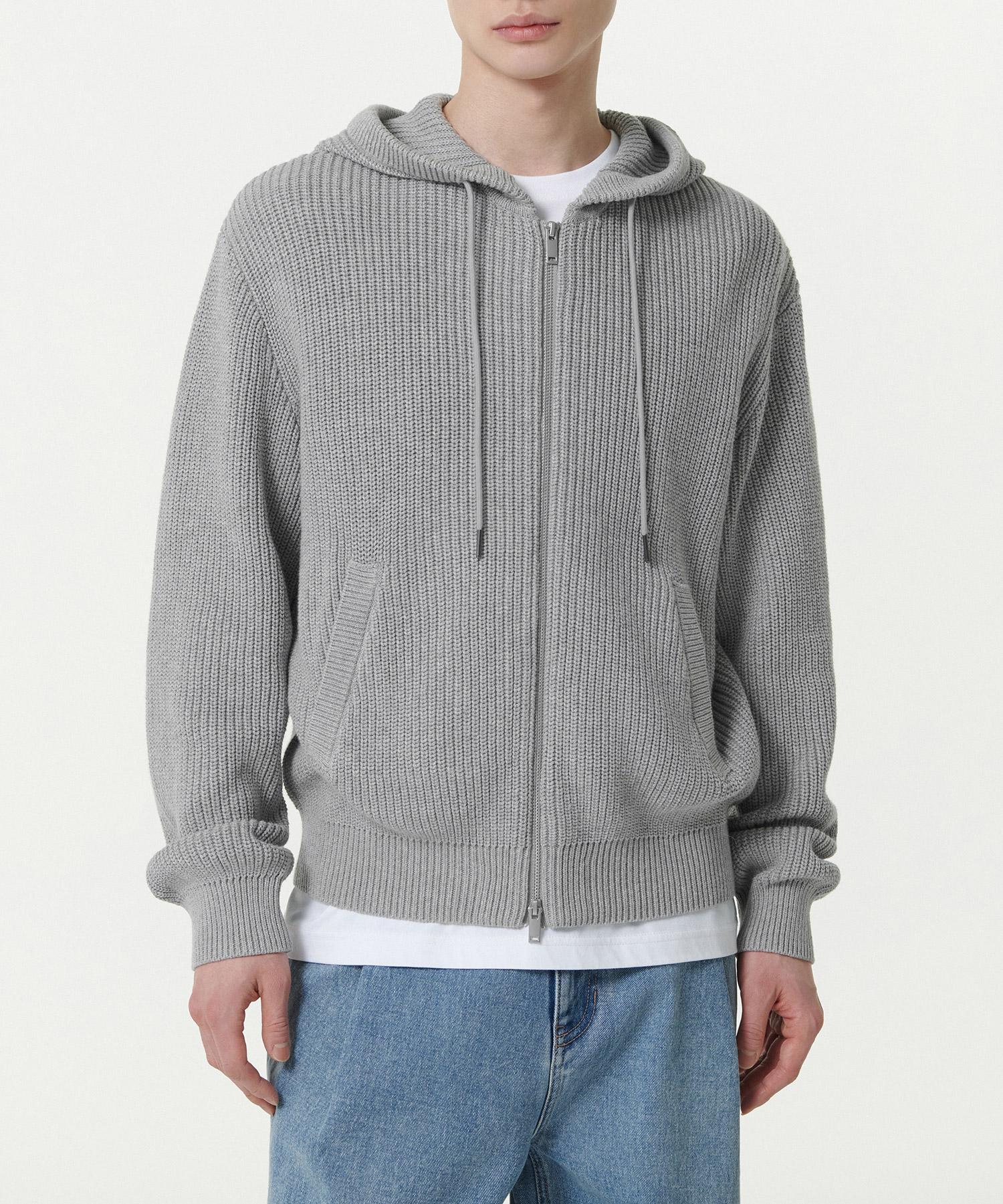 MUSINSA STANDARD Ribbed Knit Hooded Zip-Up