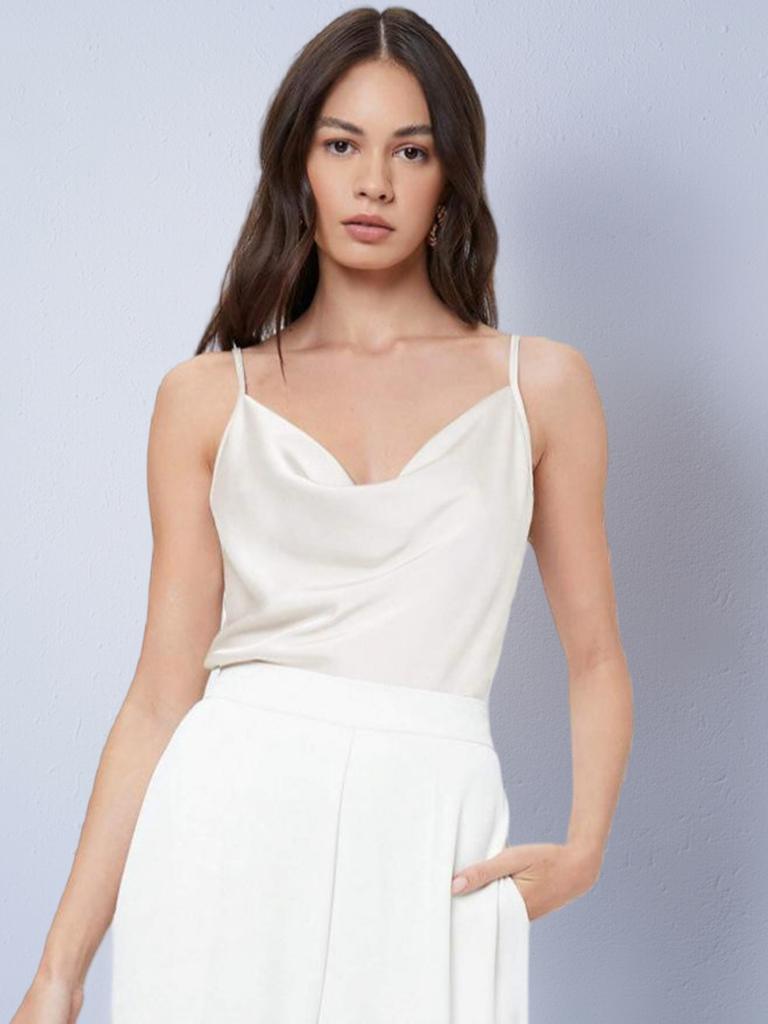 Women's Japanese Satin Vest Sling Spring Pile Pile Collar Sexy Bottom Swinging Collar Short Top