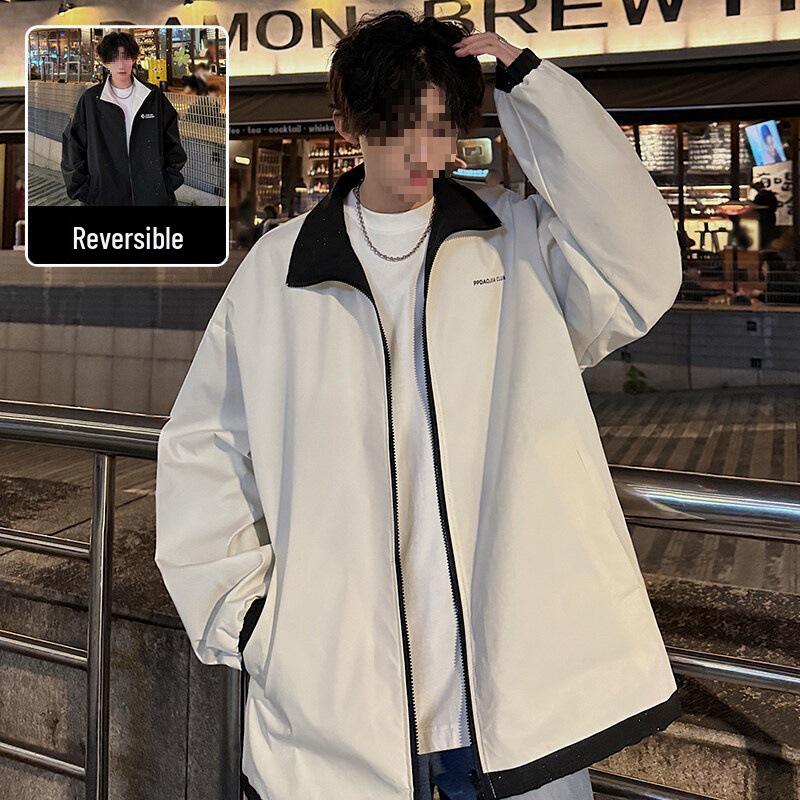 

Reversible Starry Sky Windbreaker: Casual American-Style Jacket for Couples, Perfect for Spring and Autumn. L 100-120 jin