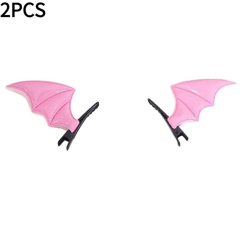 2PCS Dark Cute Devil Hair Clip Edge Clip Halloween Hair Clip Black Bat Wings Lolita Headpiece Gothic Style