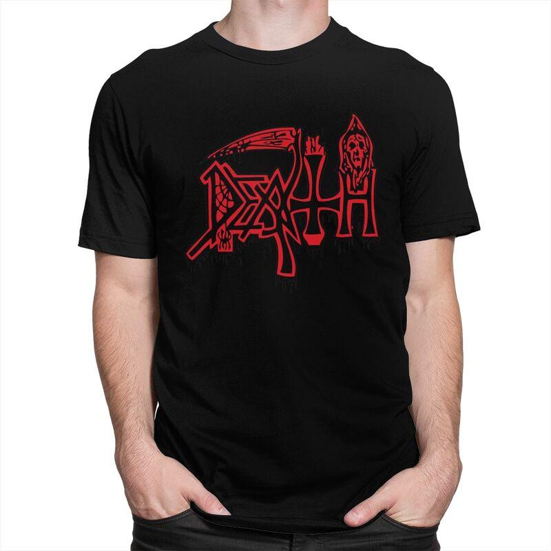 Custom Death Rock Tshirts for Men Short Sleeve Casual T Shirt Cool Heavy Metal Music Tshirt Slim Fit Pure Cotton Tee Gift Idea