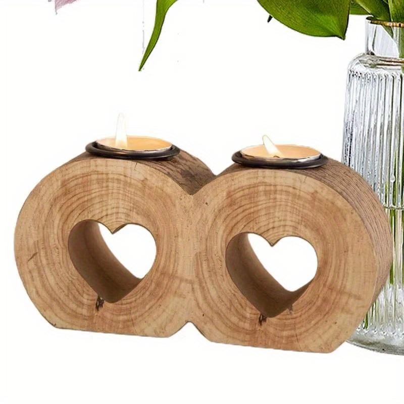 1 st Houten Kandelaar Sfeer Liefde Hartvorm Massief Hout Tafelblad Decor Romantisch Cadeau voor Koppels Hartvormige Kandelaar