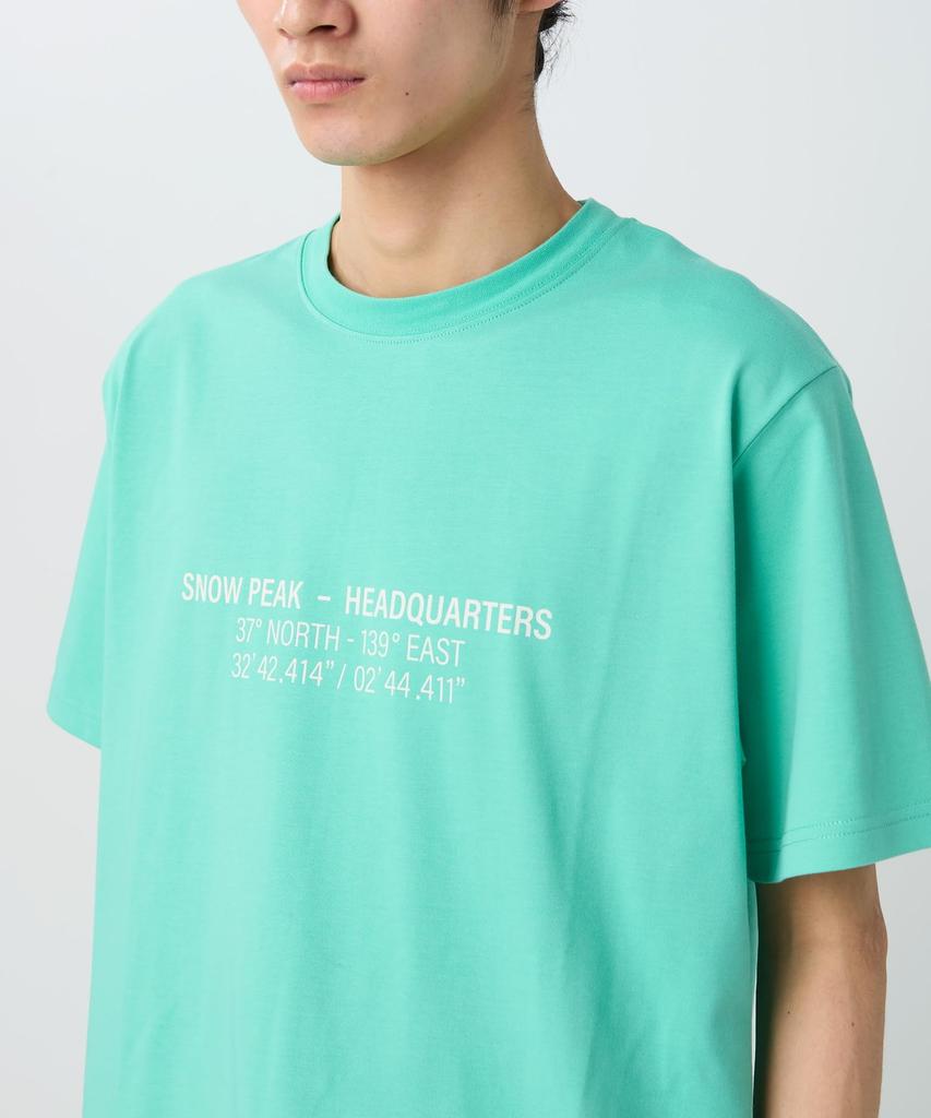 HQ Topographic Map Short Light Size M [Snow Peak] T-Shirt TS-26SU003 T-shirt, Sleeve, Men's/Women's, Green,