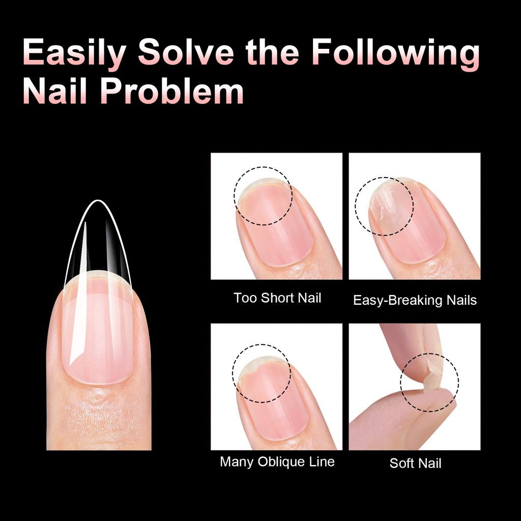 Alomd/Coffin/Square/Stiletto Fake Nail Tips Clear Acrylic False Nails 10Sizes Press On Nail for DIY Nail Extensions