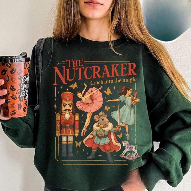 The Nutcracker Christmas Hoodie Y'all Are Nuts Nutcracker Xmas Coquette Sweater Tis The Season Merry and Bright Long Sleeve Tops