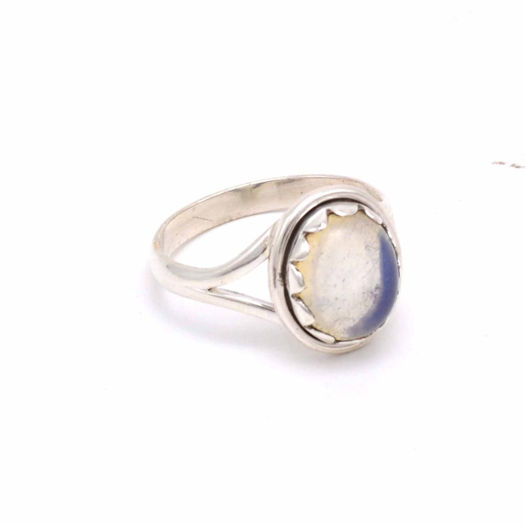 Opalite 925 Sterling Silver Ring, Oval Gemstone Handmade Women Boho Ring Jewelry
