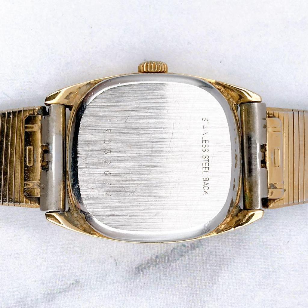 Used Working Item LONGINES Ladies Watch Square Gold Rectangular Golden Metal Band Vintage Antique Women