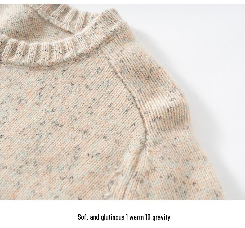 Cashmere Women's Loose Space-Dyed Round Neck Pullover Sweater - Winter Thickened Long Sleeve Knitwear