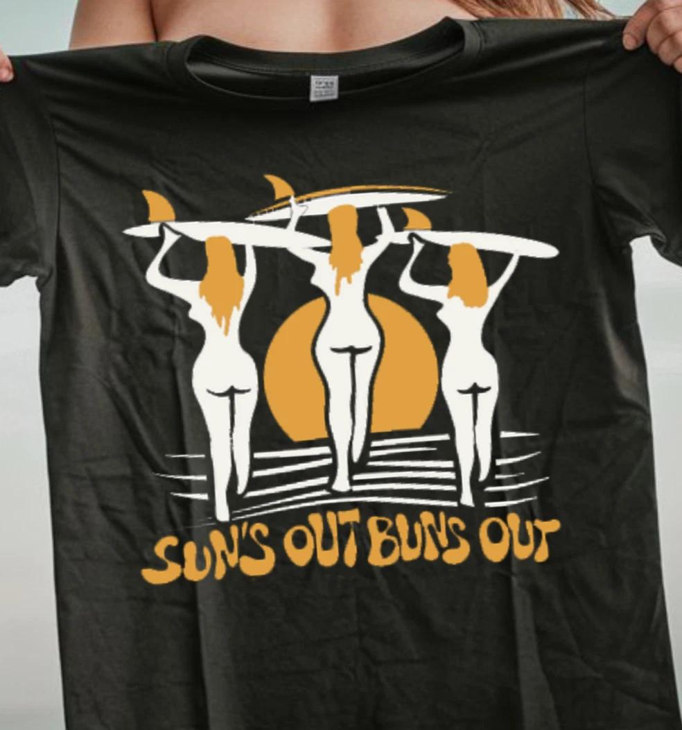 Sun s Out Buns Out Tee, Summer Beach T-shirt, Nudist Naturist Shirt, Surfer Tee 4XL