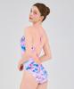 Laelliseupocheu [Rsla417 Mlt] Perfume Foil Double Strap X-Back Swimsuit Multi