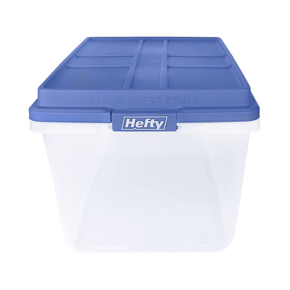 Clear Plastic Storage Bin 72 Quart Stackable with HI-RISE Lid Durable Organizer Garage Home Adult Use Carrying Handles
