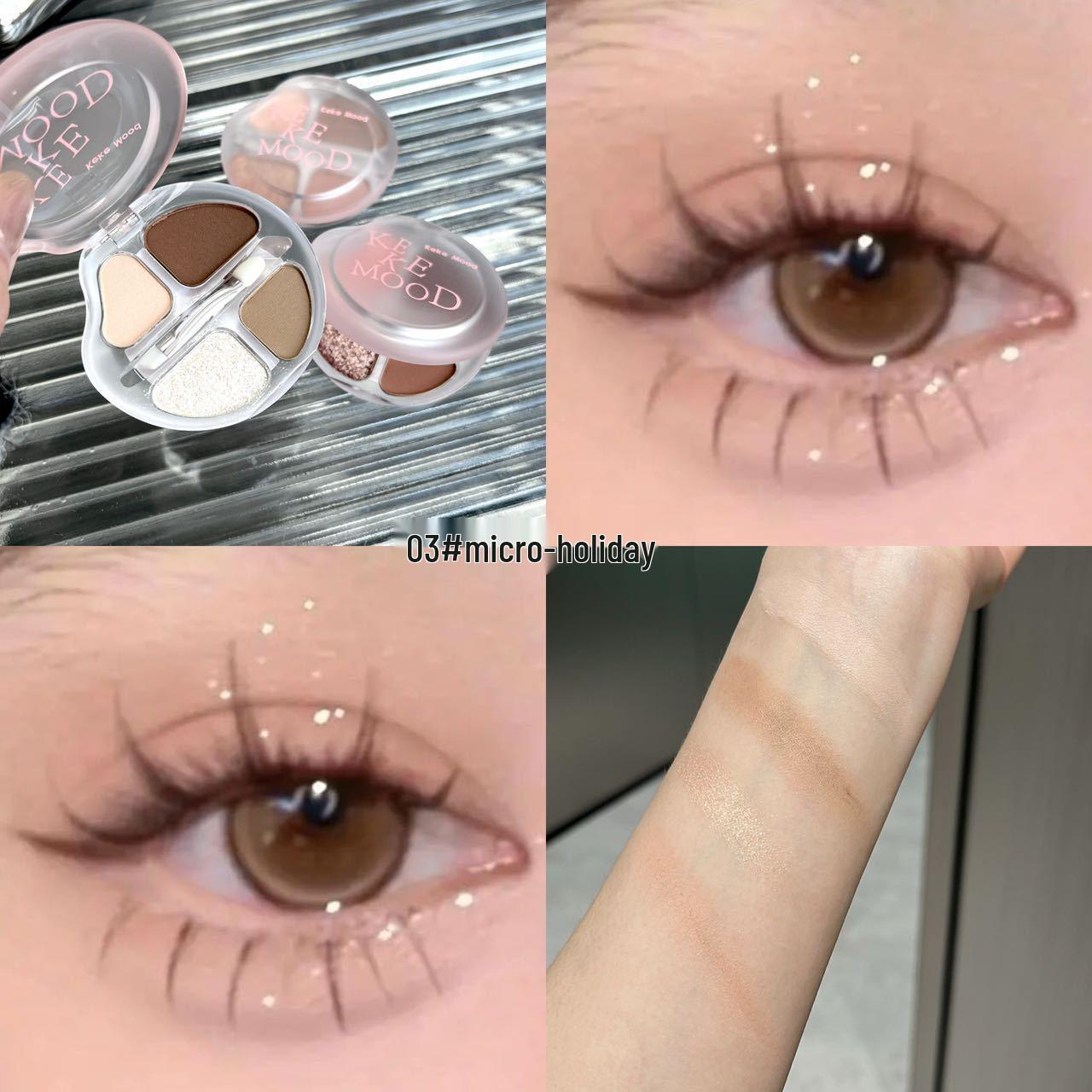 

Kekemood Four-Color Shimmer & Matte Undereye Shadow Palette – Natural, Pearlescent, Fine Powder, Long-Lasting.