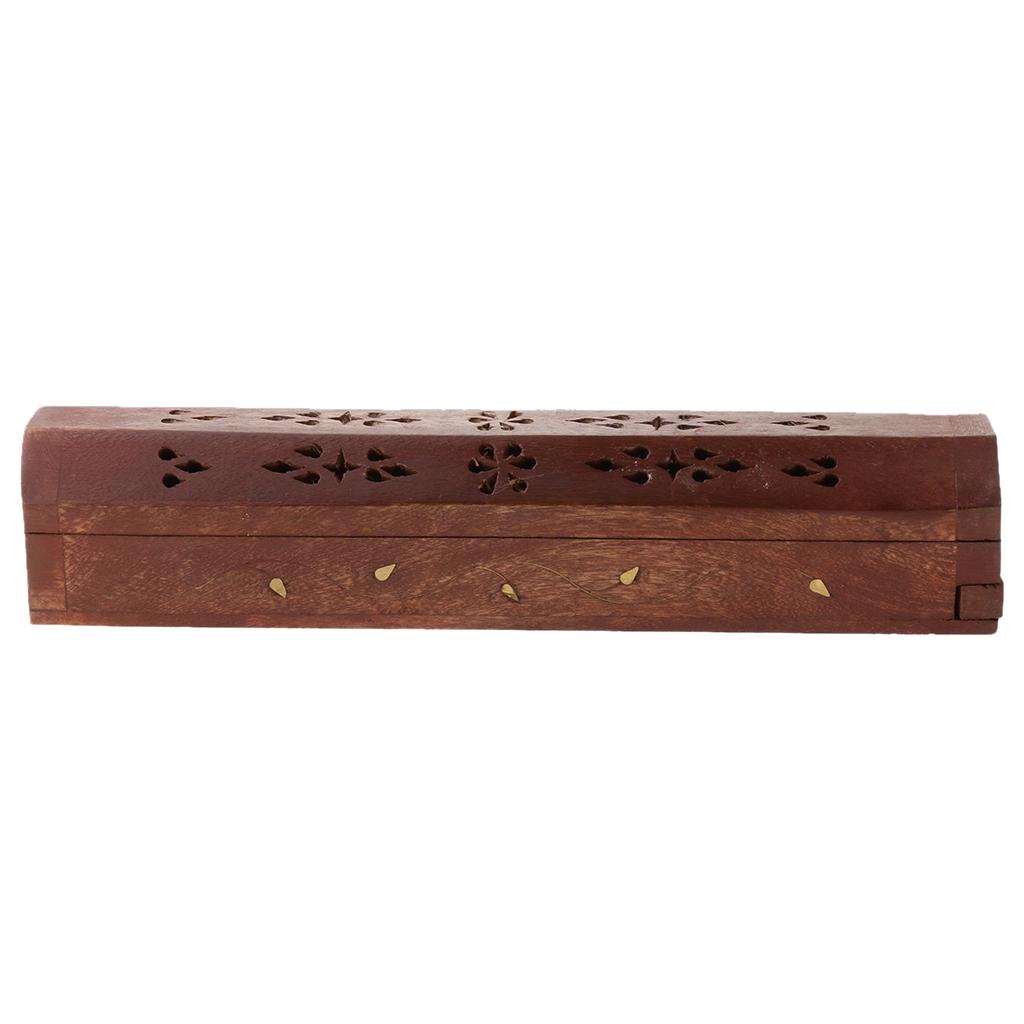 Handmade Wooden Incense Burner Inlay Work Cone Ash Holder Hollow Out Aromatic Incense Stand for Meditation Spirituality