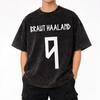 Haaland Norwegen Fußball Gewaschene T-Shirts Streetwear Hip Hop Mode T-Shirts Tees Herren Damen 100% Baumwolle Harajuku