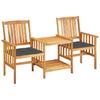 vidaXL Garden Chairs with Tea Table and Cushions Solid Acacia Wood
