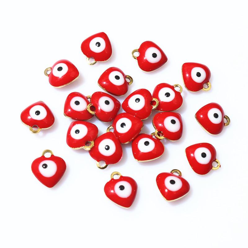 20pcs 9x8mm Enamel Evil Eyes Heart Charms Pendant Stainless Steel DIY Jewelry Making Accessories Findings Bracelet Earrings