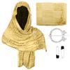 Cotton Linen Shawl With Geometric Pattern And Fringe For Casual Summer Wear