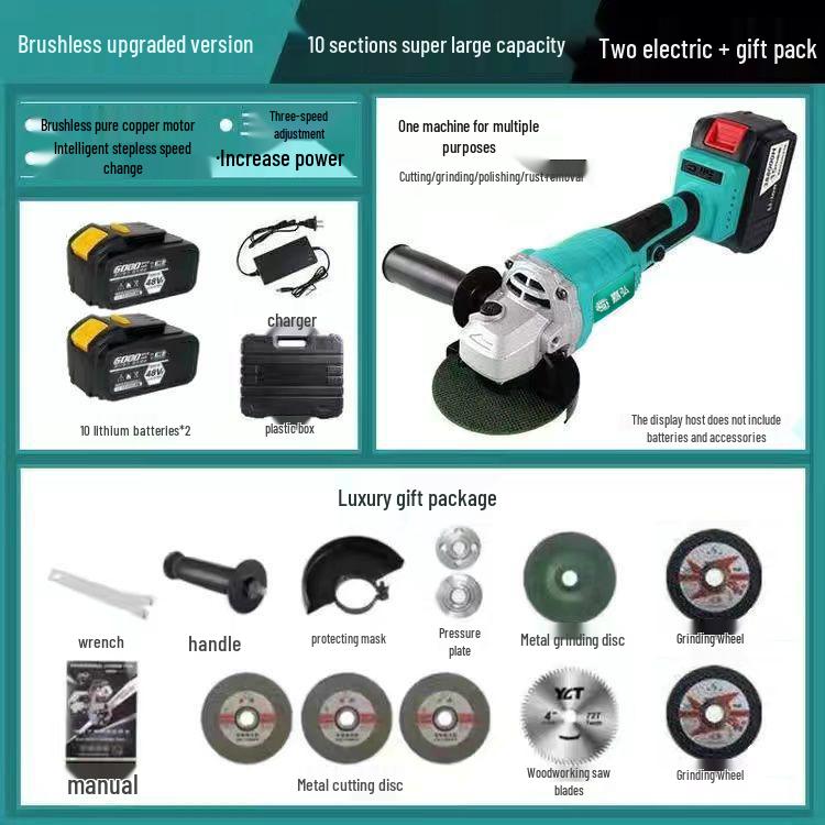 A3 Model 48VF Universal Brushless Lithium Battery High-Power Angle Grinder & Polisher